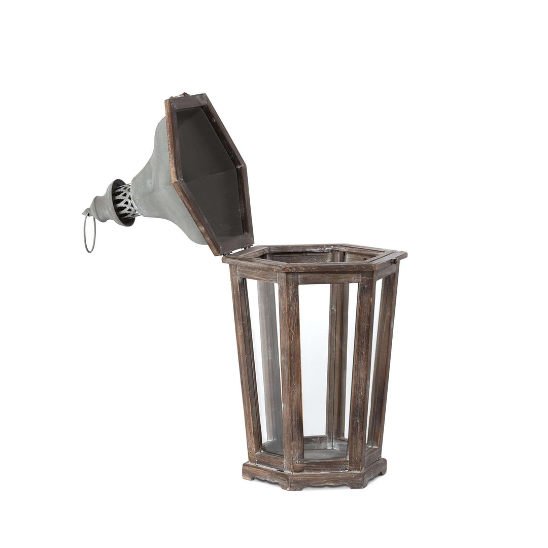 Briarwick Carriage Lantern, medium: hinged roof open