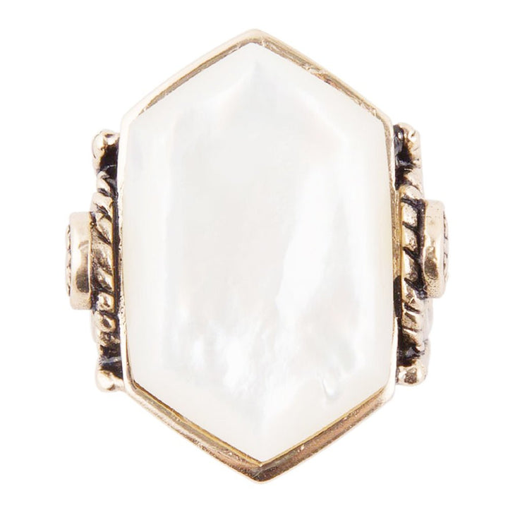 Golden Bronze White Mother of Pearl Ring