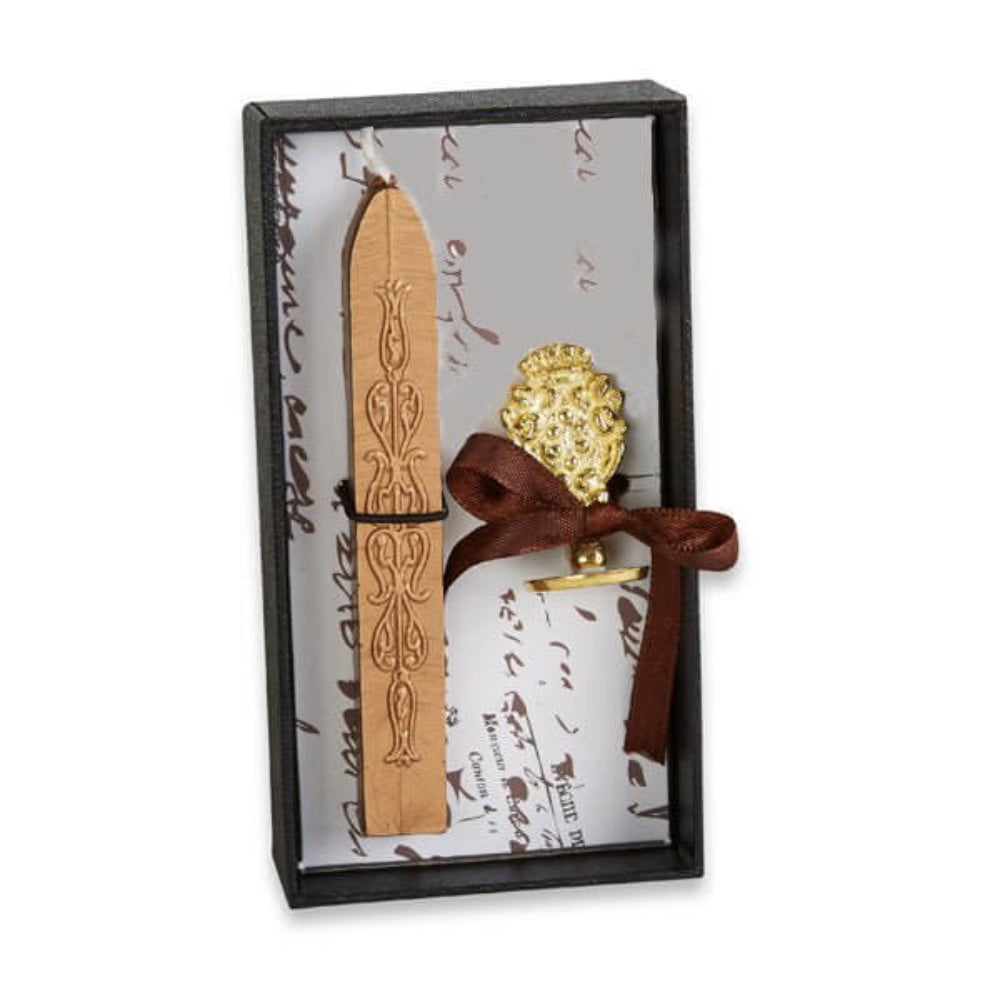 Antique-Style Owl Wax Seal Stamp in a black box on a white background