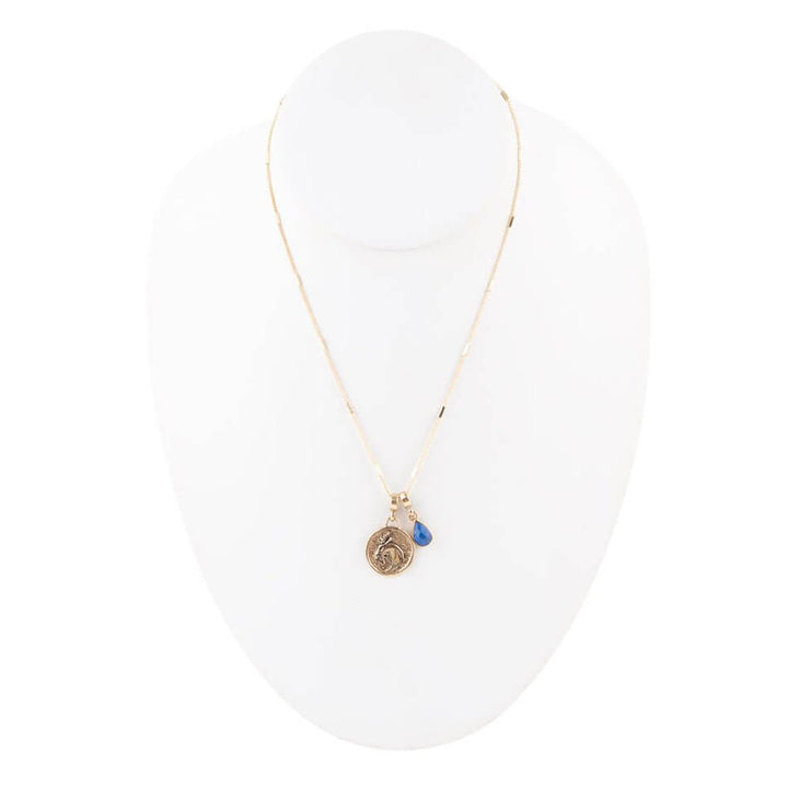 Capricorn - Zodiac Blue Lapis Golden Charm Necklace