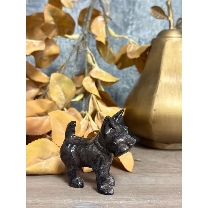 Cast Iron Schnauzer Dog Pet Statue