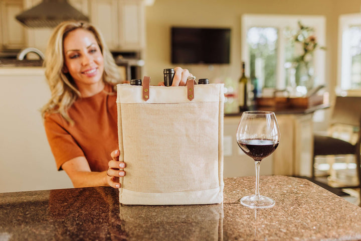 Pinot Jute 3 Bottle Insulated Wine Bag