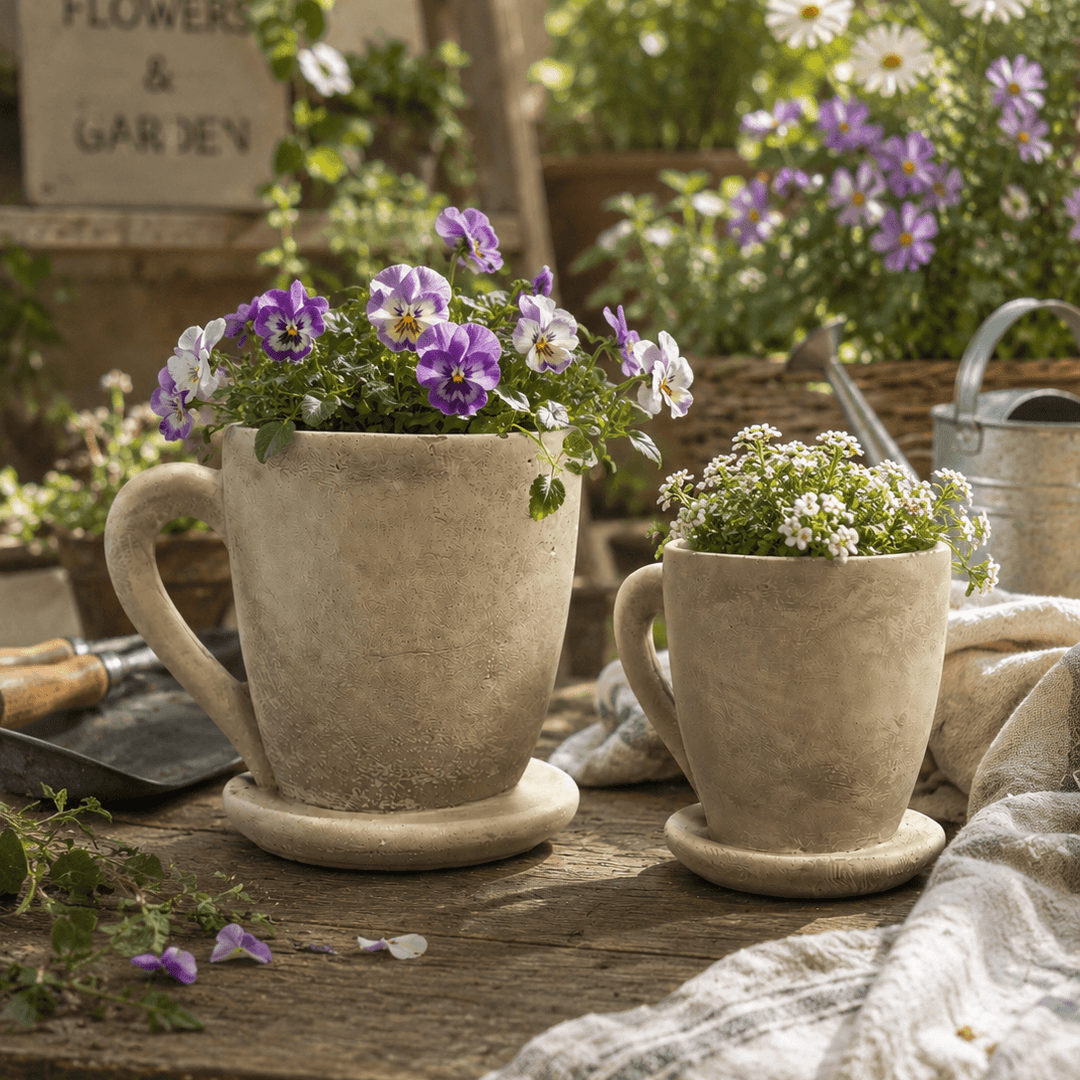 Cement Tea Mug Planter