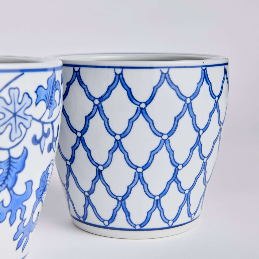 antique ceramic flower pots Chinoiserie Ceramic Blue & White Pots (Set of 4) – Vintage Shopper