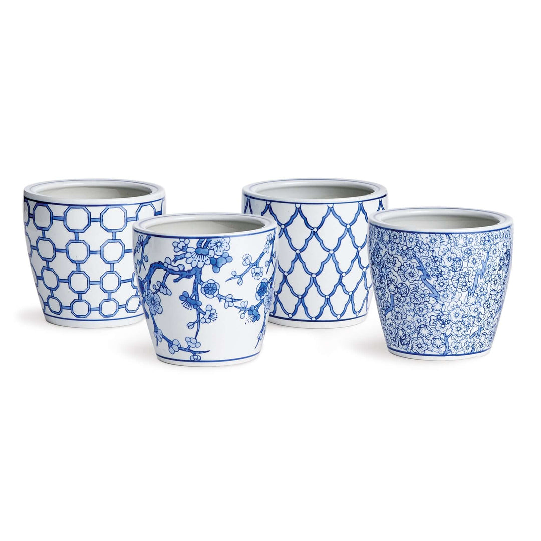 blue and white pot plant holders Chinoiserie Ceramic Blue & White Pots (Set of 4) – Vintage Shopper