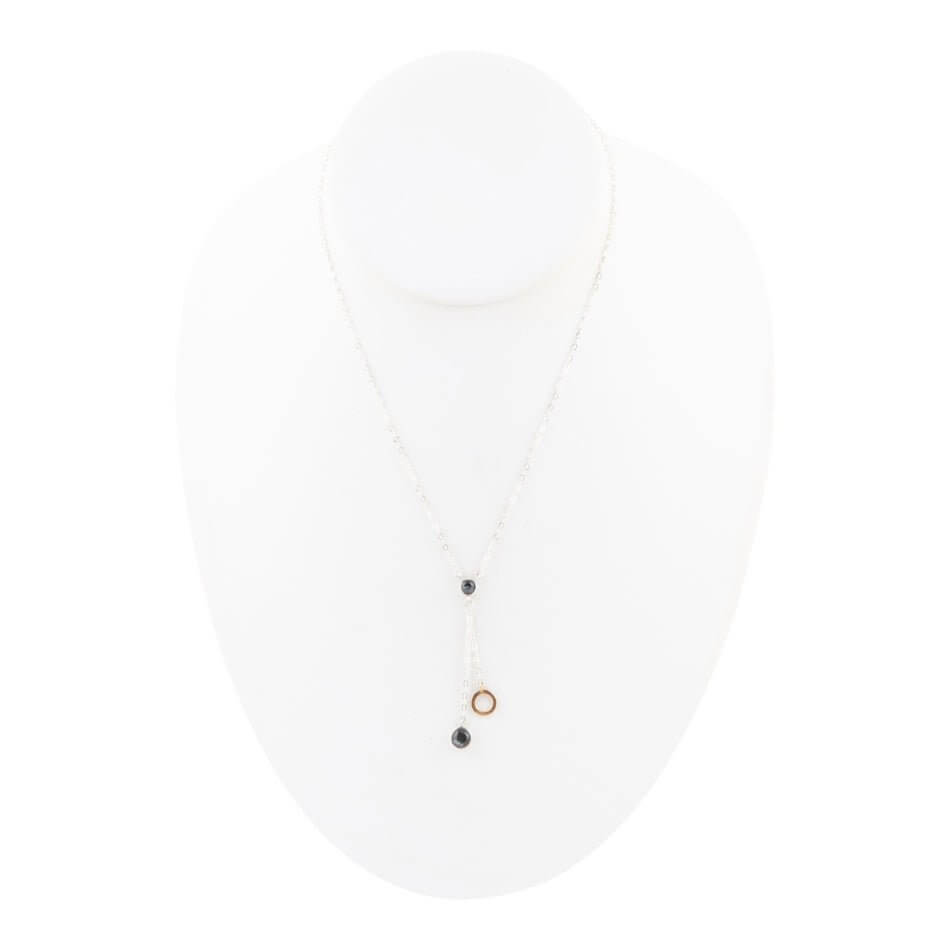 Circle Two-Toned Grey Labradorite Sterling Silver Necklace