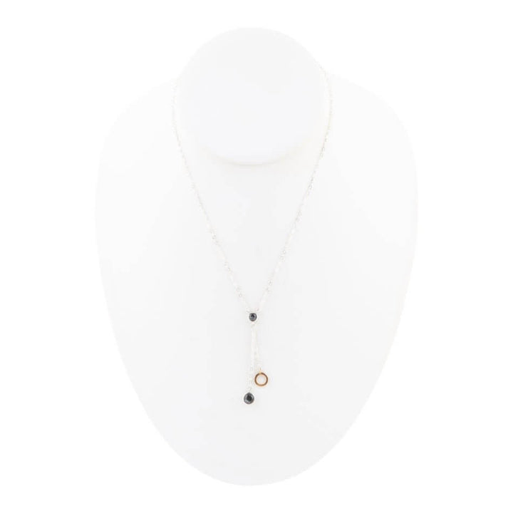 Circle Two-Toned Grey Labradorite Sterling Silver Necklace