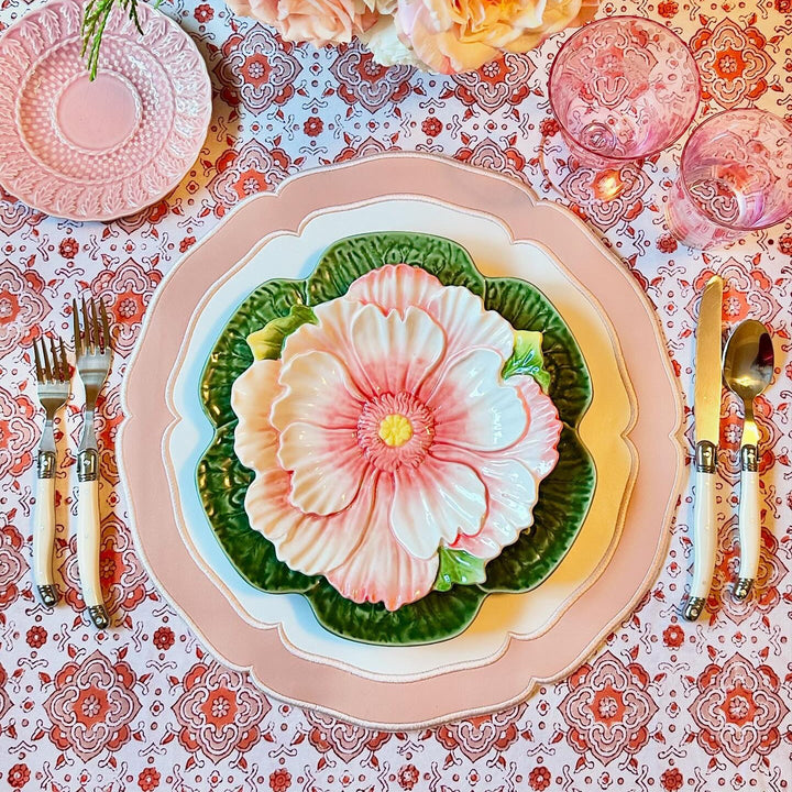 CLARION WHITE & PINK FAUX LEATHER PLACEMAT (Set Of 4)