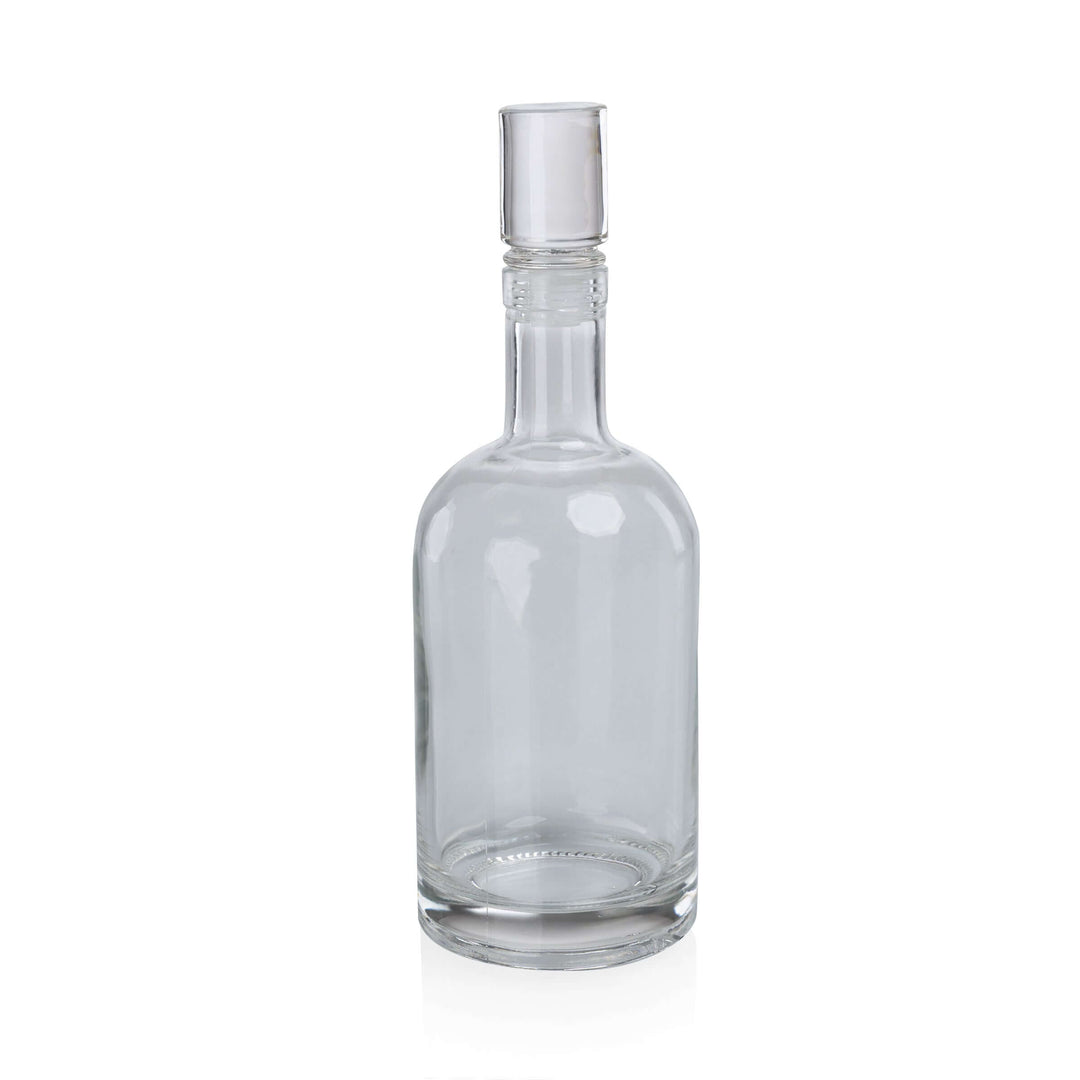 Empty glass bottle with stopper, perfect for crafting or storing liquids.