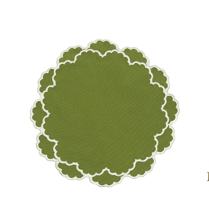 CRESSIDA GREEN ROUND FABRIC PLACEMAT (Set Of 4)