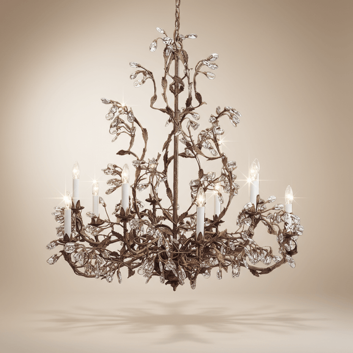 Italian Burnished Iron Crystal Chandelier