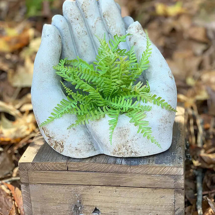 Cement Hands Planter/Candle Holder