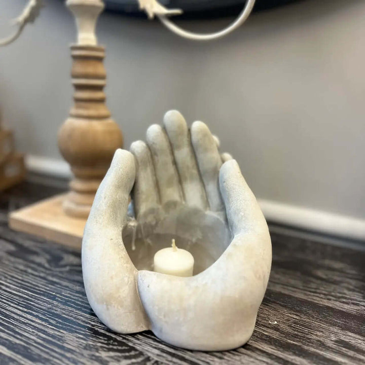 Cement Hands Planter/Candle Holder