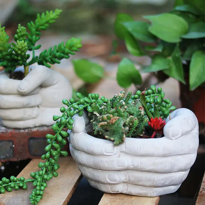 Hand-Shaped Concrete Planters