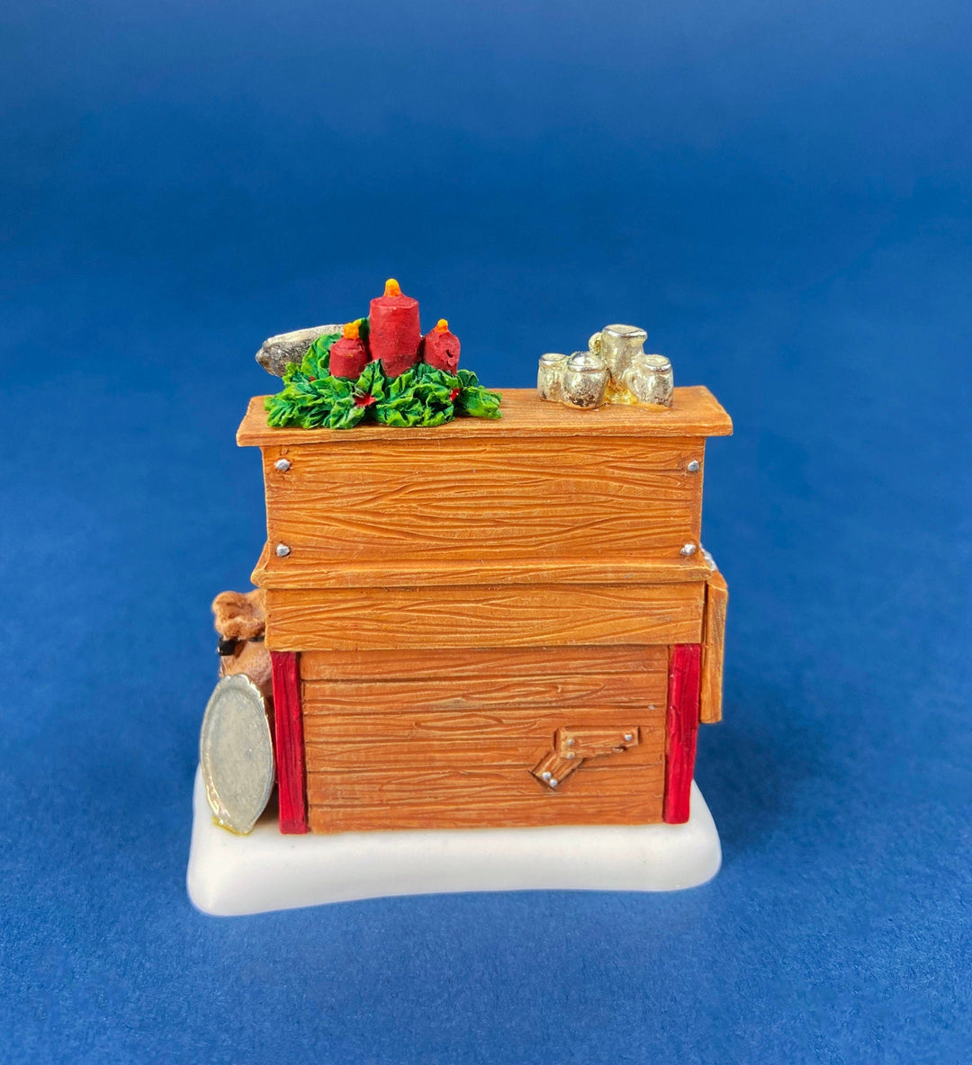 Dept. 56 Figurines. Silver for Sale. Christmas Village Accessories. Silverware Vendor & Cabinet with Silver.