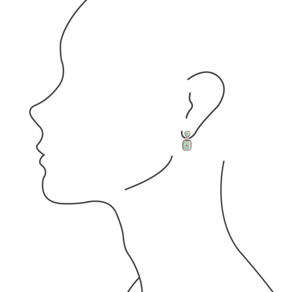 Detailed Blue Turquoise and Sterling Silver Drop Earrings