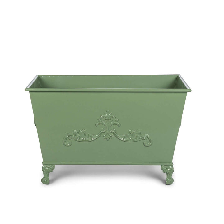 Grand Scroll Rectangular Planter, Soft Garden Green