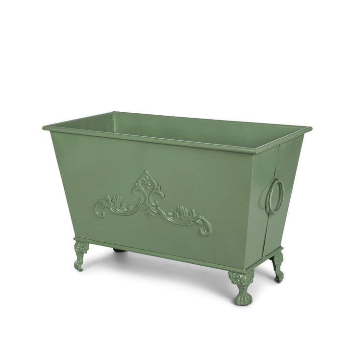 Grand Scroll Rectangular Planter, Soft Garden Green