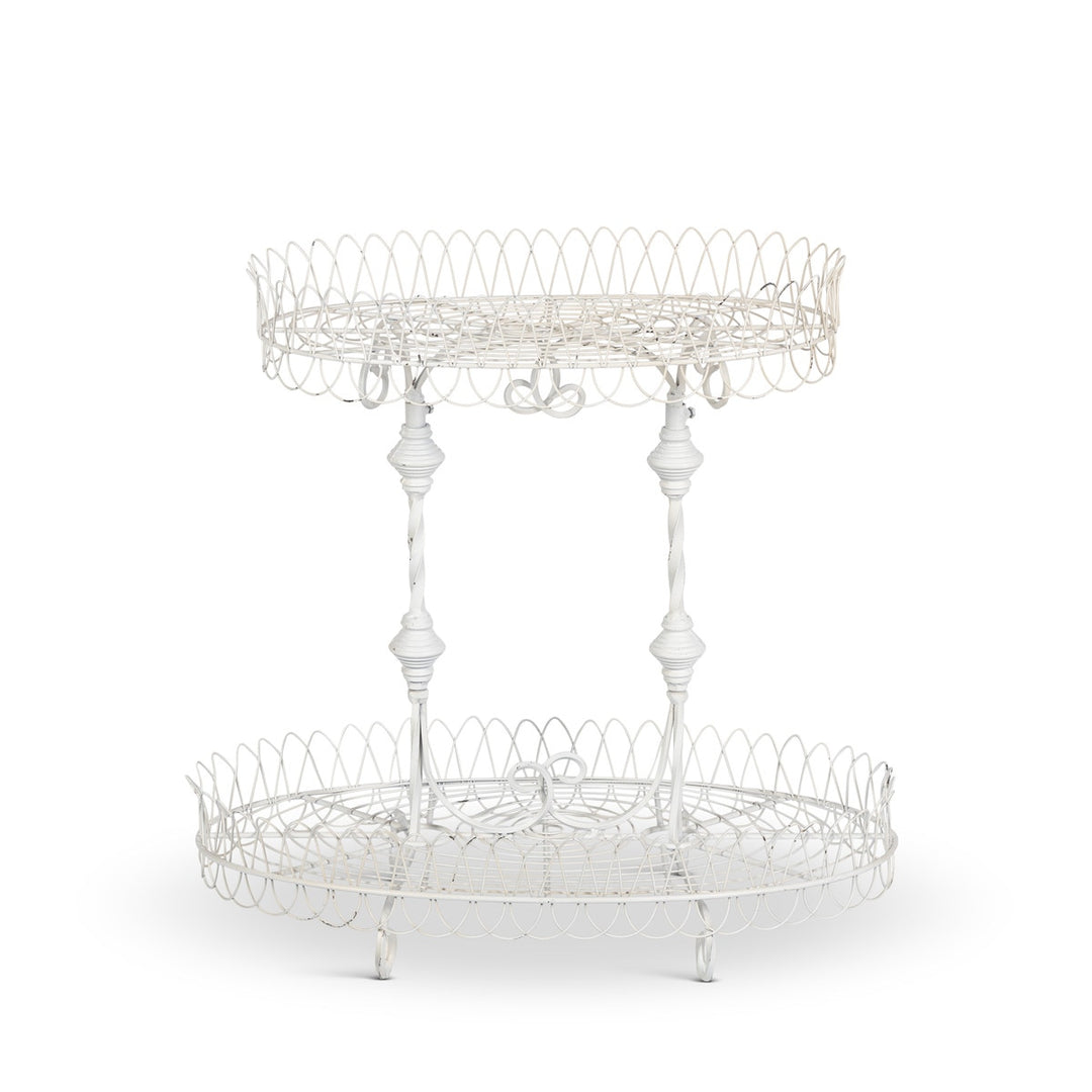 French Wire Stand, Antiqued White