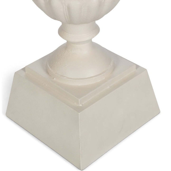 Fluted Metal Urn with Pedestal, Soft White, 33"H