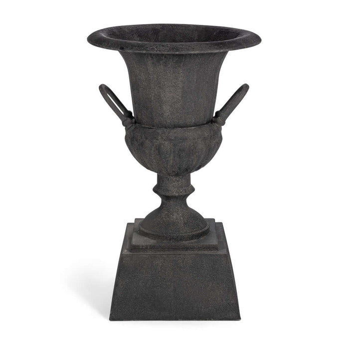 Fluted Metal Urn with Pedestal, Noir, 33"H