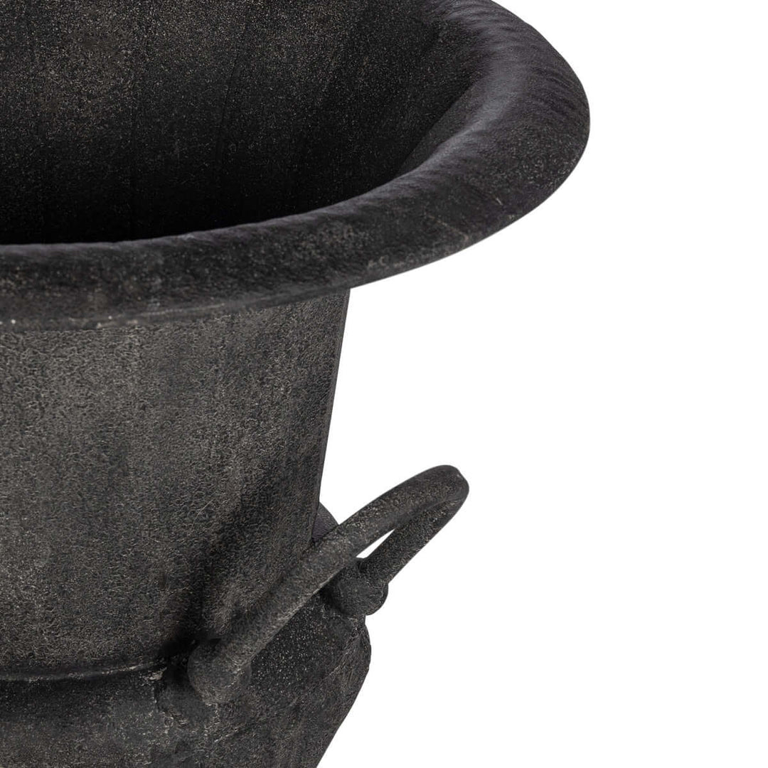 Fluted Metal Urn with Pedestal, Noir, 33"H