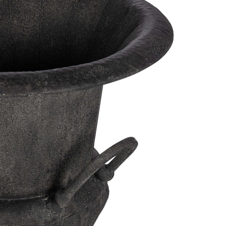 Fluted Metal Urn with Pedestal, Noir, 33"H