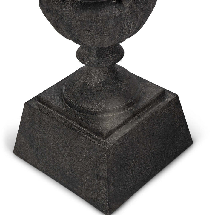 Fluted Metal Urn with Pedestal, Noir, 33"H
