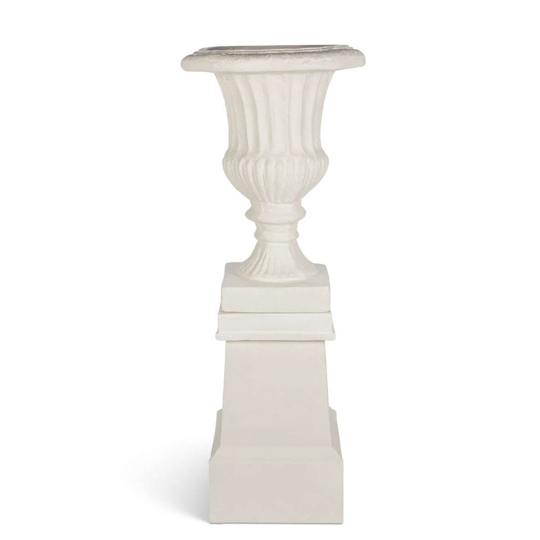 Tall Urn With Pedestal, Soft White, 55.5"H