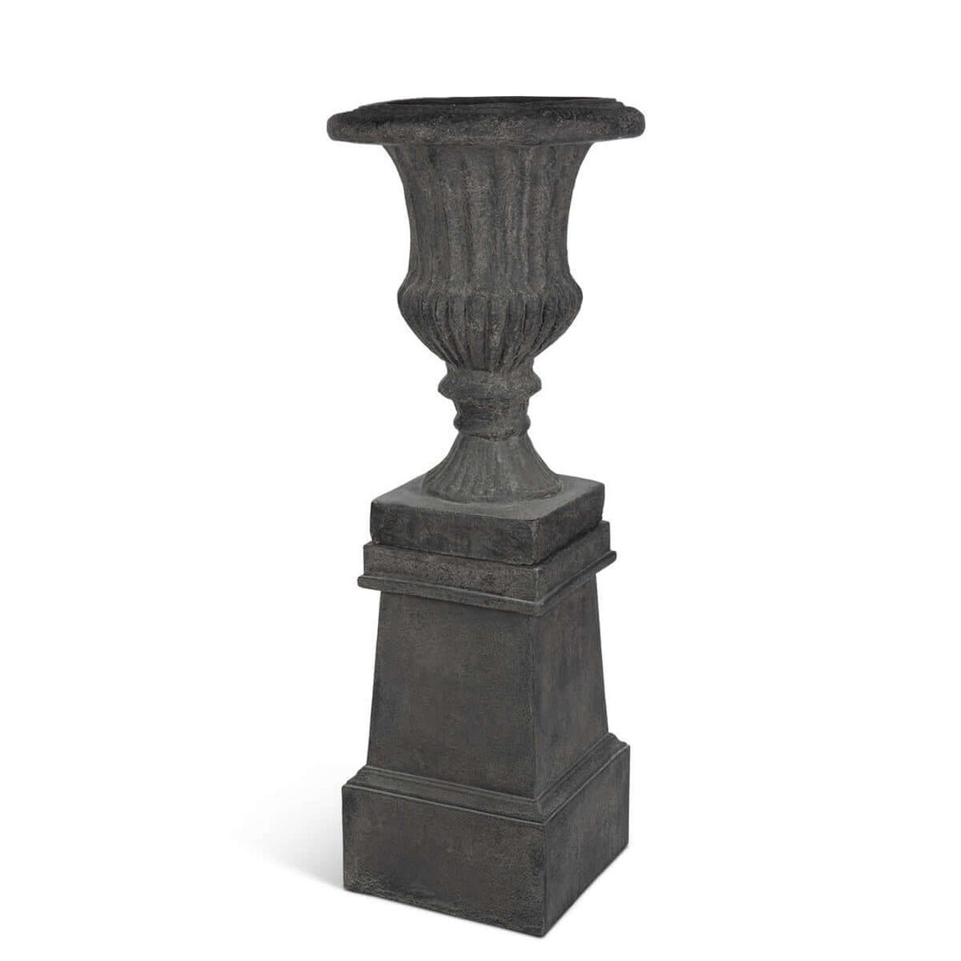 Tall Urn With Pedestal, Soft White, 55.5"H