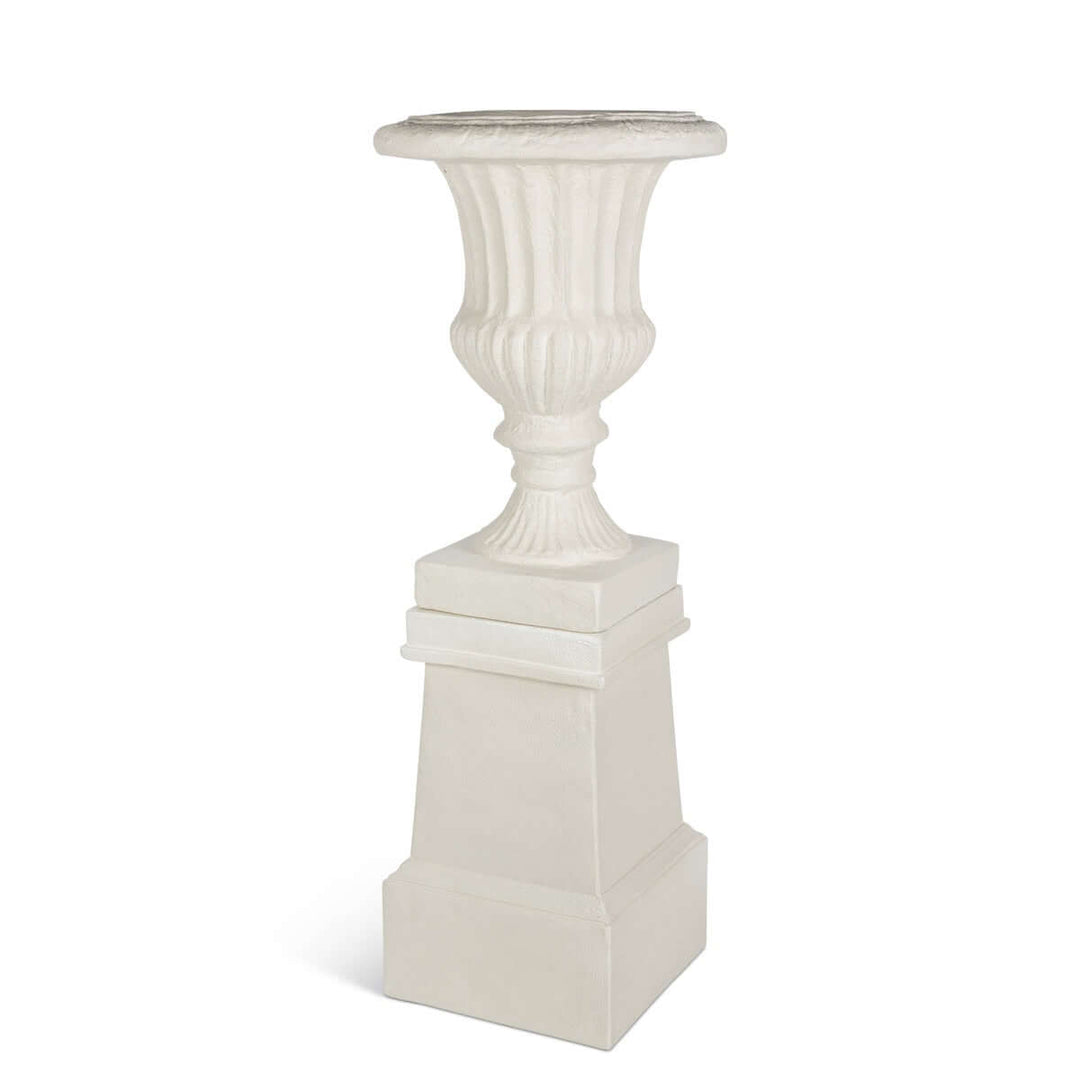Tall Urn With Pedestal, Soft White, 55.5"H