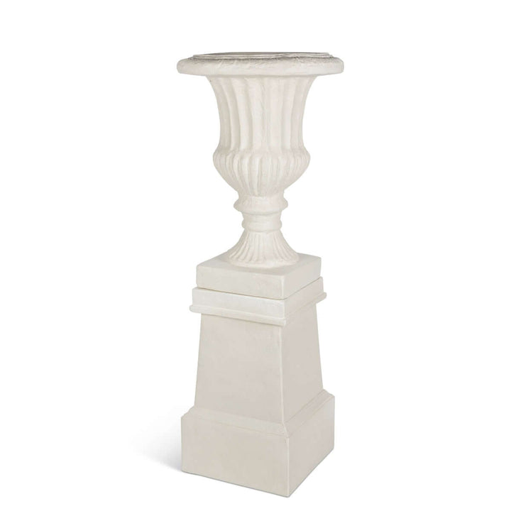 Tall Urn With Pedestal, Soft White, 55.5"H