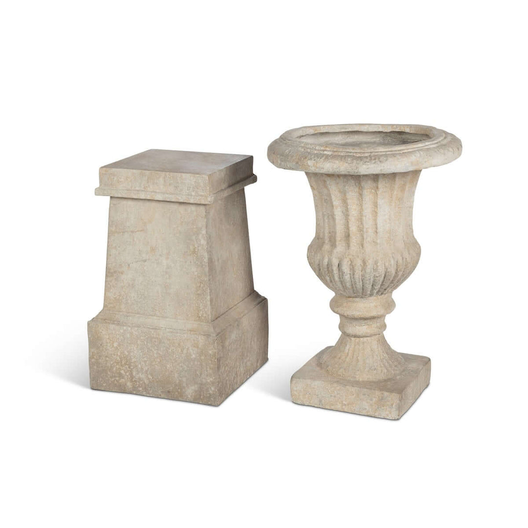 Tall Urn With Pedestal, Soft White, 55.5"H
