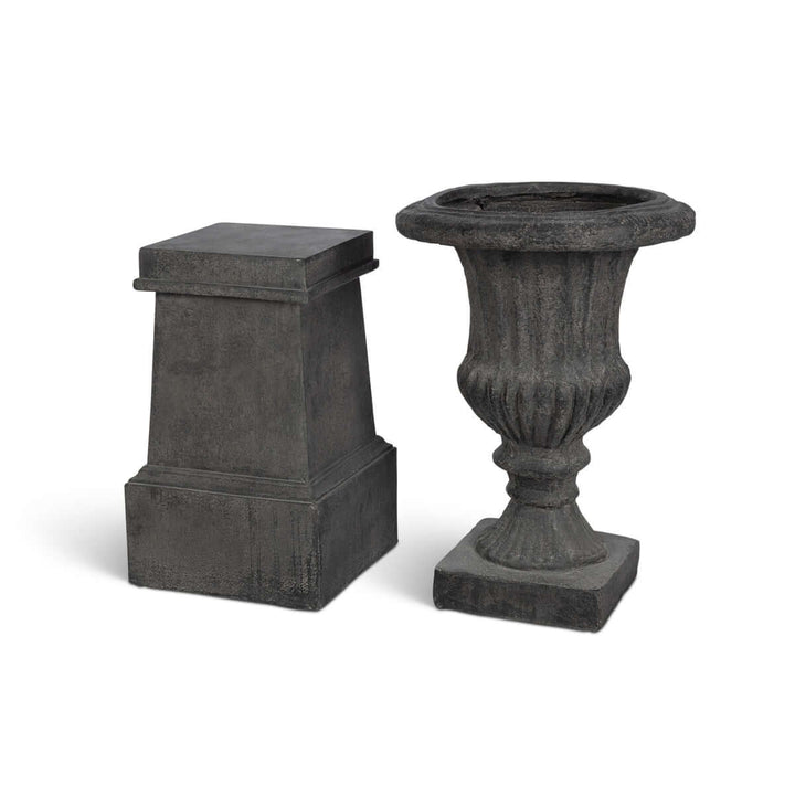 Tall Urn With Pedestal, Noir, 55.5"H