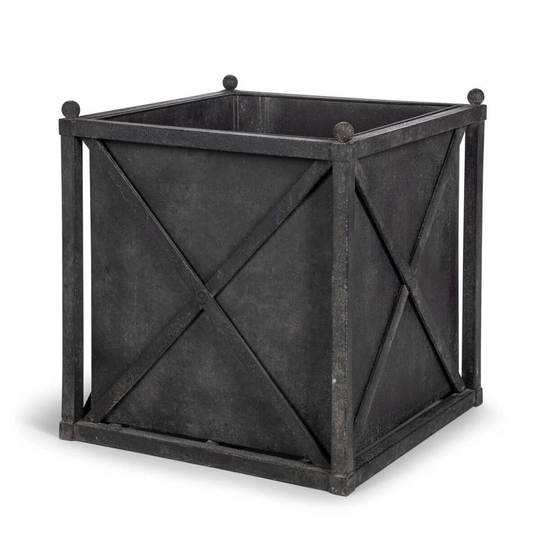 Large Metal Estate Planter, Noir