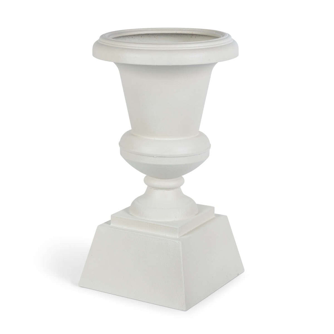 Aged Metal Entry Urn, Soft White