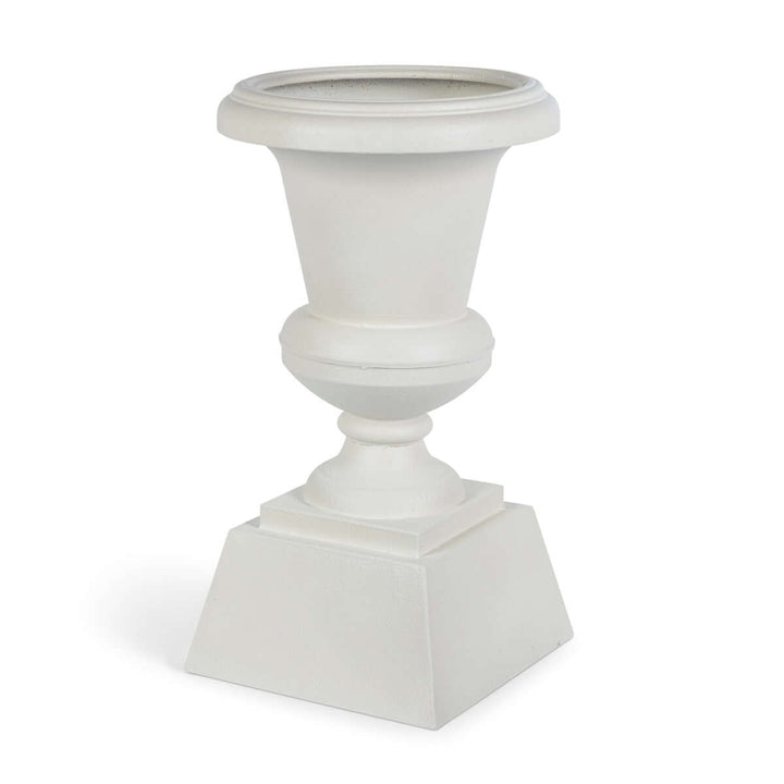 Aged Metal Entry Urn, Soft White