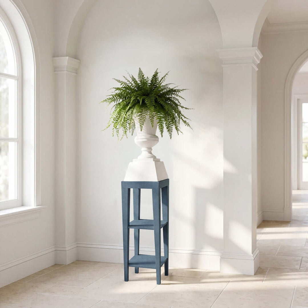 Aged Metal Entry Urn, Soft White