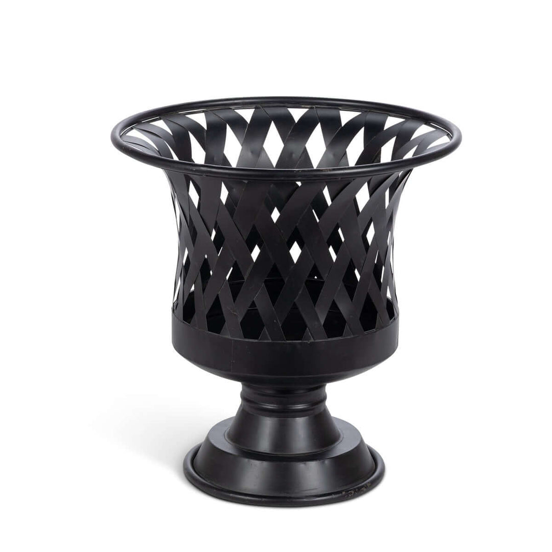 Woven Metal Classic Urn, Antiqued Black, Set of 2