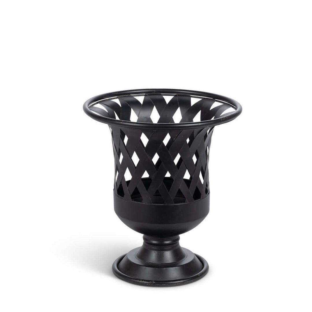 Woven Metal Classic Urn, Antiqued Black, Set of 2