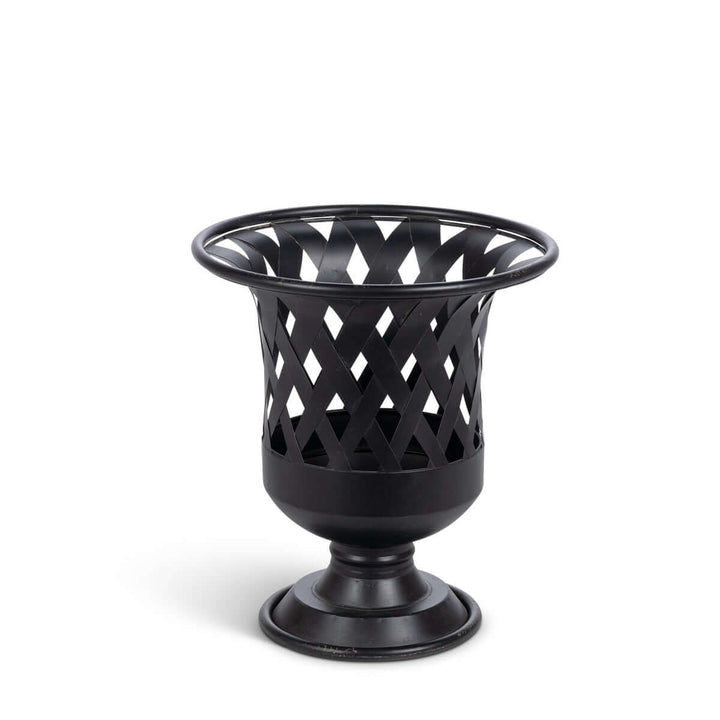 Woven Metal Classic Urn, Antiqued Black, Set of 2