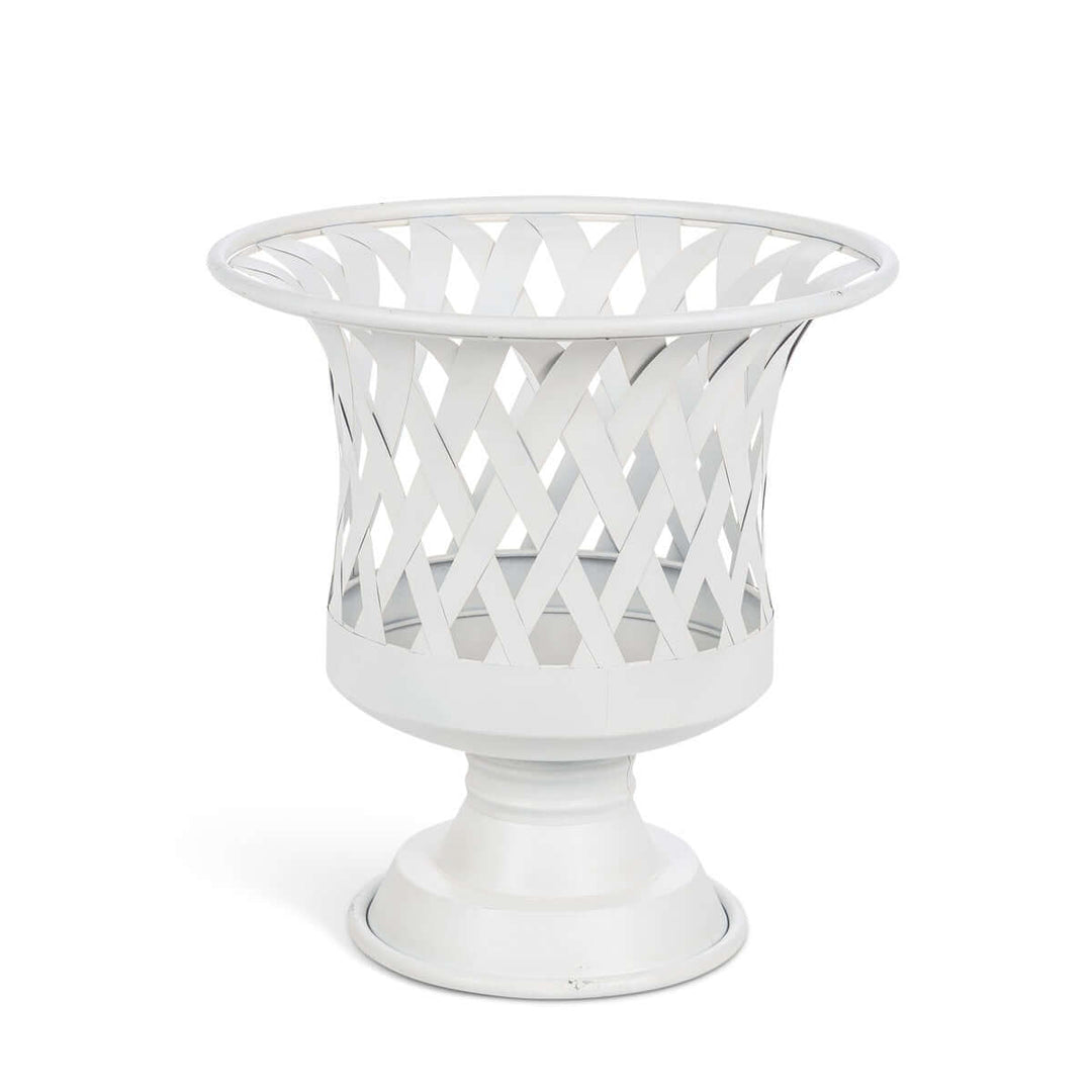 Woven Metal Classic Urn, Antiqued White, Set of 2