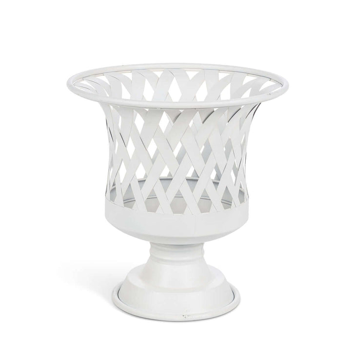 Woven Metal Classic Urn, Antiqued White, Set of 2