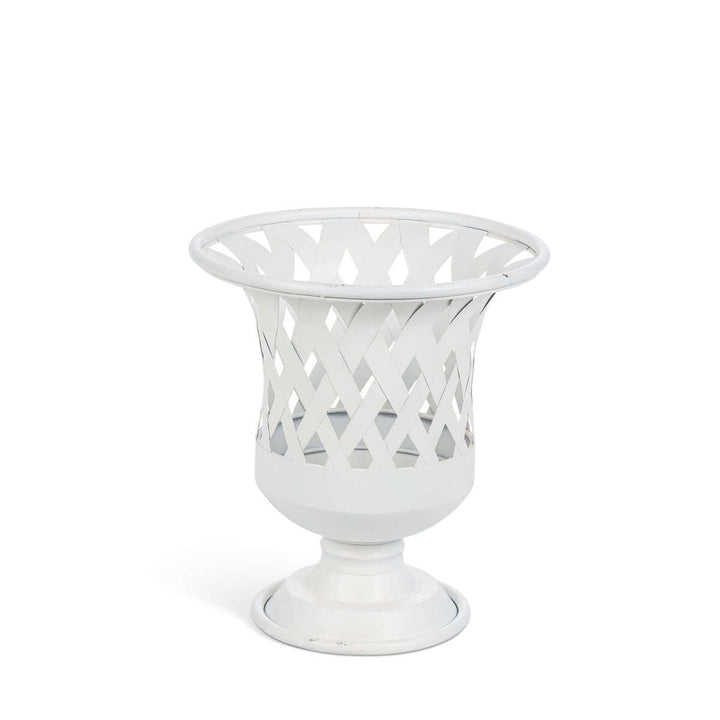 Woven Metal Classic Urn, Antiqued White, Set of 2