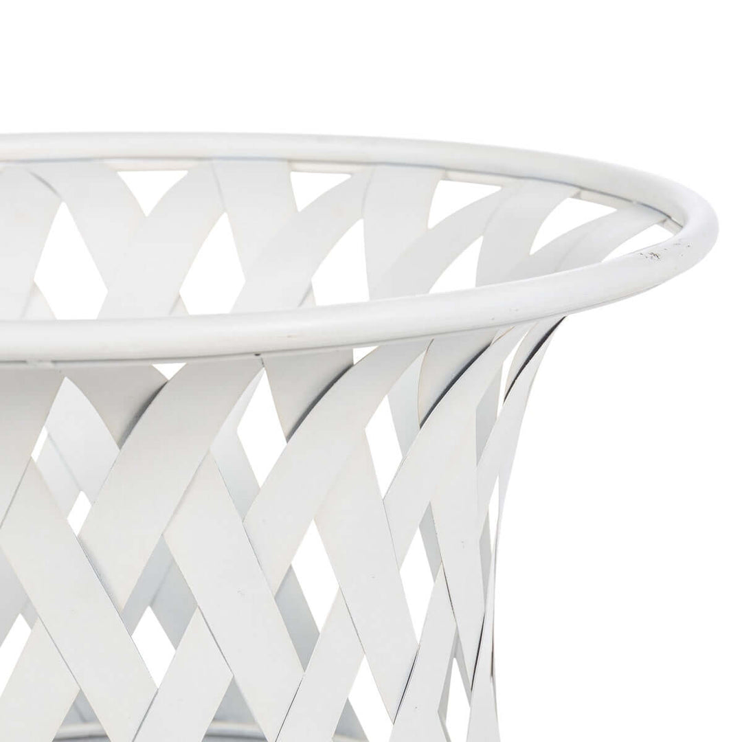 Woven Metal Classic Urn, Antiqued White, Set of 2