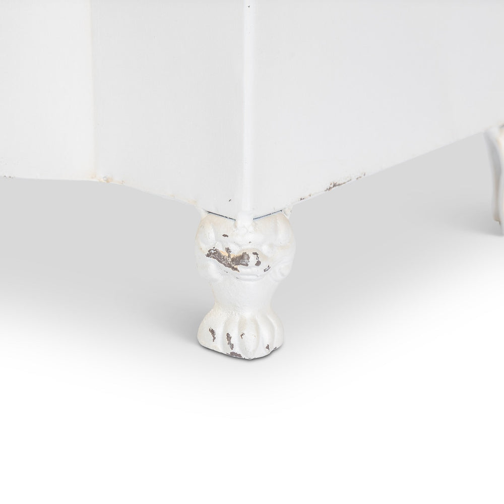 Handsome Footed Metal Planter, Antiqued White, Set of 2