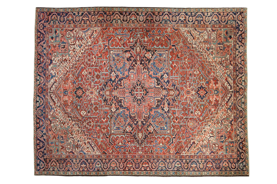 Hand-Knotted 1940s Persian Heriz Carpet