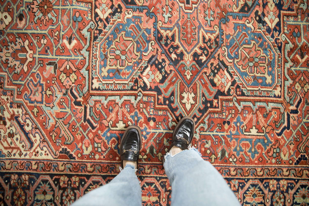 Hand-Knotted 1940s Persian Heriz Carpet