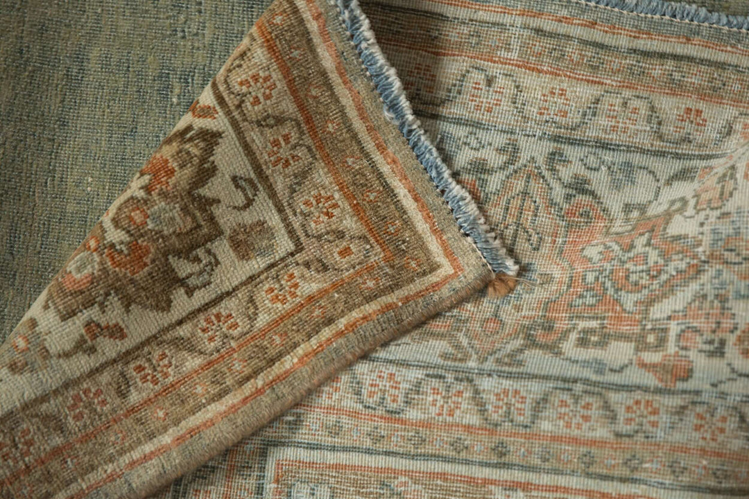 Hand-Knotted 1950s Persian Meshed Carpet in Dusty Blue