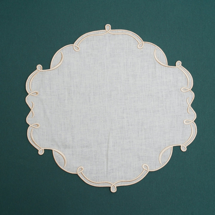 CELESTIA LINEN IVORY GOLD TRIM SQUARE PLACEMAT (Set Of 4)